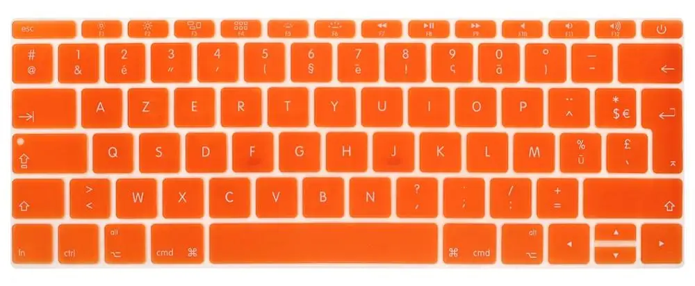 Великобритания ЕС французский AZERTY силиконовый чехол для клавиатуры для MacBook New Pro 1" A1708(версия, без сенсорной панели) для 12" A1534 retina - Цвет: Orange