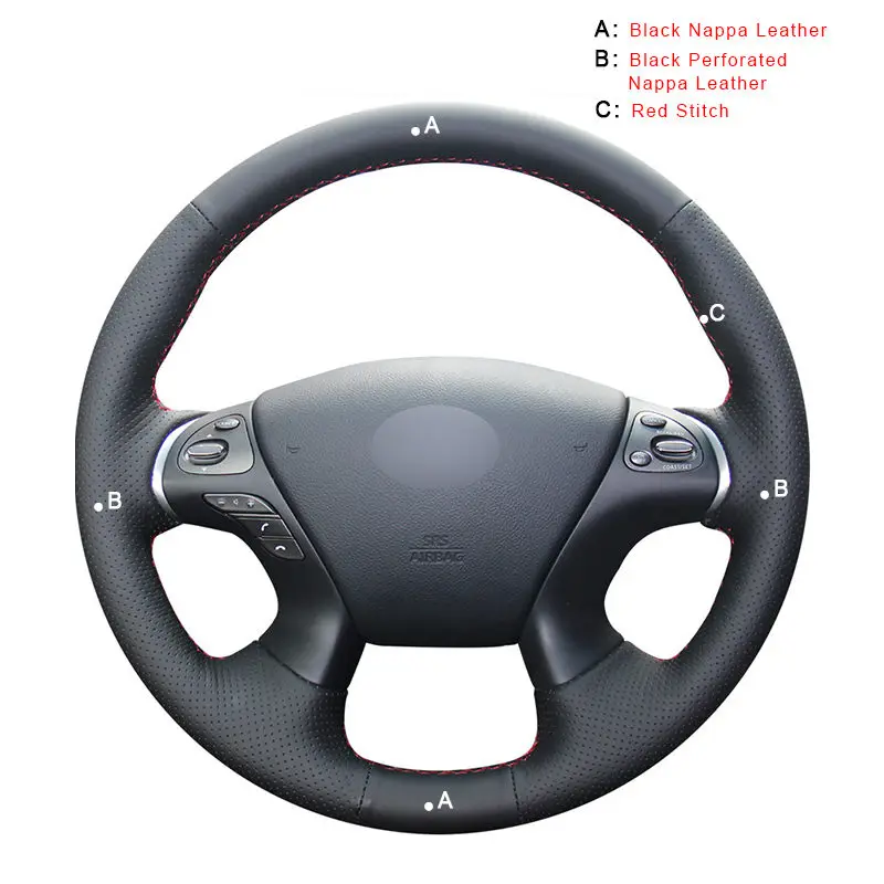 Автомобильная Оплетка на руль для Infiniti JX35 M M25 M35 M37 M56 Q70 QX60 Nissan Murano Pathfinder автомобильные чехлы - Название цвета: Nappa Leather