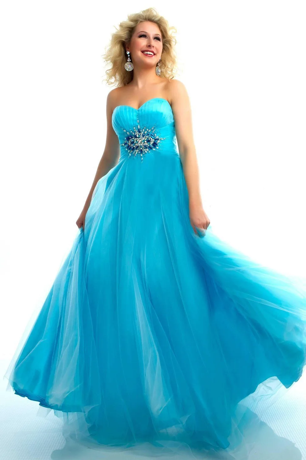 Light Blue Prom Dresses 2015 Sweetheart Vestido De Festa Floor Length