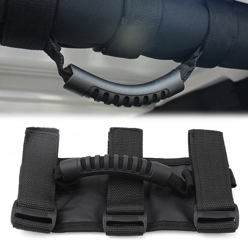 1pcs Roll Bar Mount Side Grab Handle Handles Kit Black for 4WD Off Road