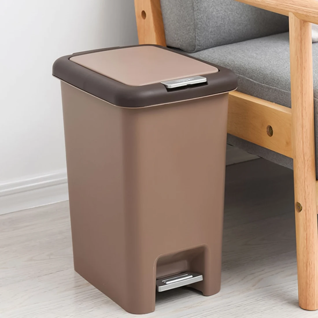 Kaufen HIPSTEEN Mülleimer 8L 10L Drücken Abdeckung Küche Abfall Bin Wohnzimmer Wc Papierkorb Büro Papier Korb Haushalt Fuß pedal
