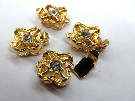 high quality 50pcs 10-12mm Metal cubic zirconia Clasp brass flower clasp round square | Украшения и аксессуары