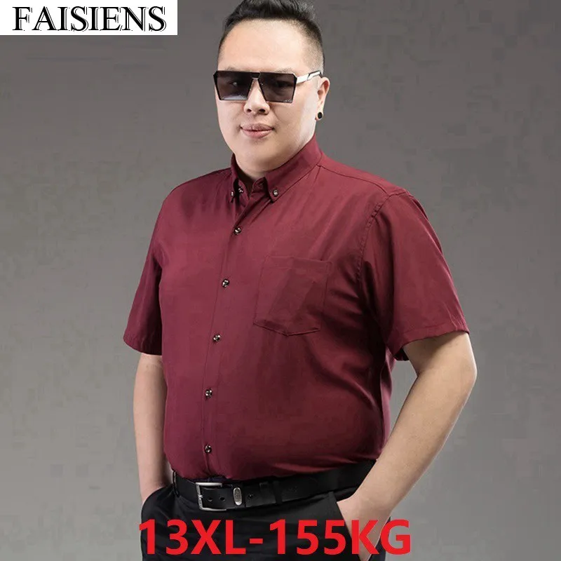 Мужская формальная рубашка 9XL 10XL черная с коротким рукавом большого размера 12XL