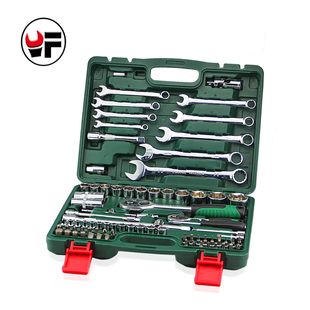 

YOFE 82PCS HIGH QUALITY Spanner Socket Set Car Repair Tool Ratchet Wrench Set Torque Wrench Combination Bit a set of keys