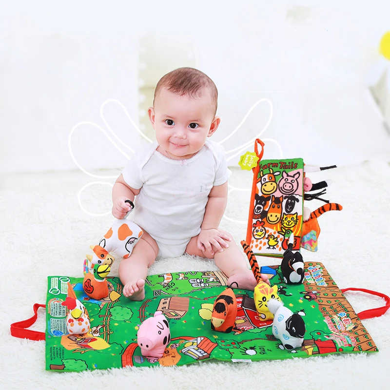 

Kids Baby Soft Activity Unfolding Cloth Animal Tails Books Infant Early Educational Toys for Children 0-12 Month Gift WJ407