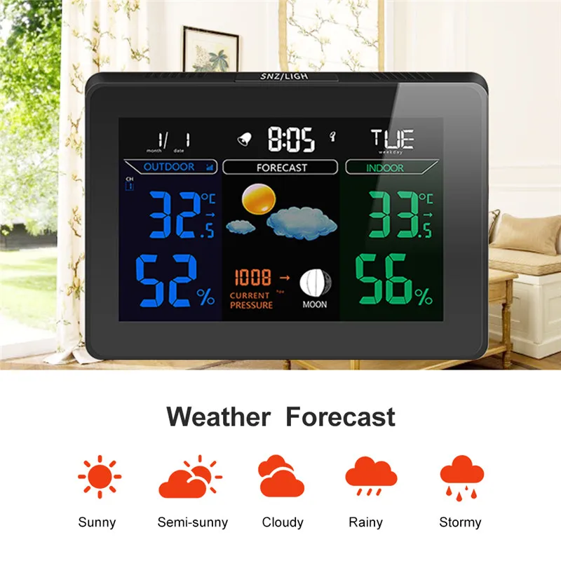 Wifi Wireless Weather Station Indoor Outdoor Temperature Humidity Weather Meter Hygrometer Thermometer Weather Forecast LCD