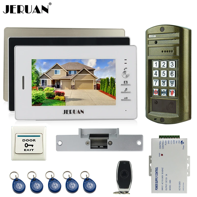 

HOME Wired 7 inch TFT Video Intercom Door Phone Doorbell System kit 3 Monitor +Metal waterproof password HD Mini Camera 1V3