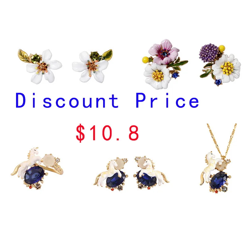 Discount Price Unicorn Blue Gem Luxury Enamel Glaze white HorseOpening Ring Adjustable Women Ring Jewelry Fashion Jewelry