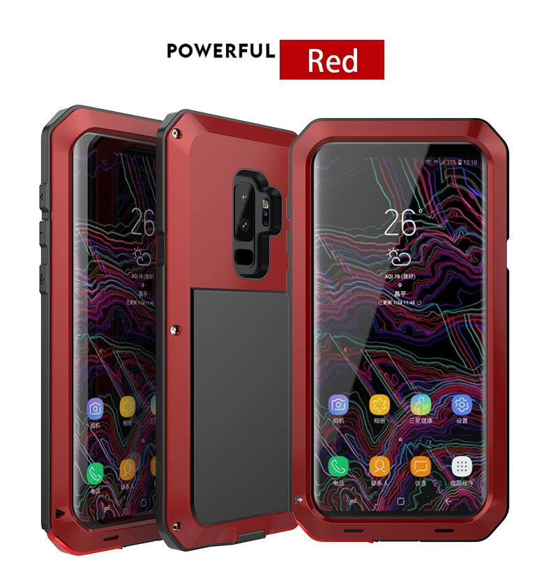 Сверхмощный защитный Защитный металлический алюминиевый чехол для samsung Galaxy S9 S8 Plus S7 S6 Edge S5 Note 3 4 5 8 9 противоударный чехол - Цвет: Red