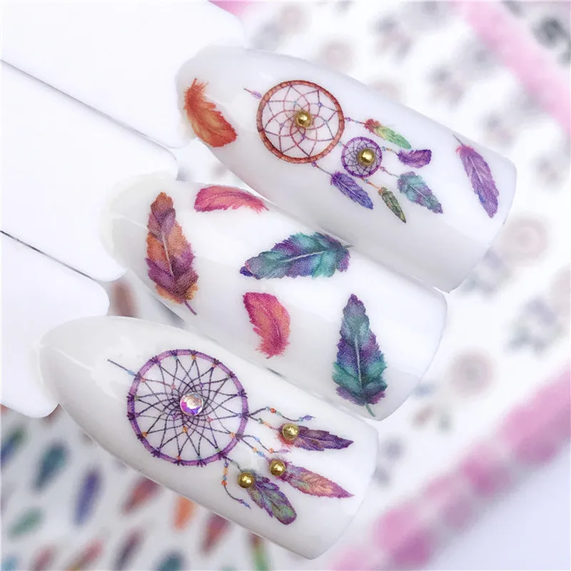 

Dreamcatcher/Flamingo Designs Water Transfer Sticker Nail Art Decals DIY Cartoon Fashion Wraps Tips Manicure Tools
