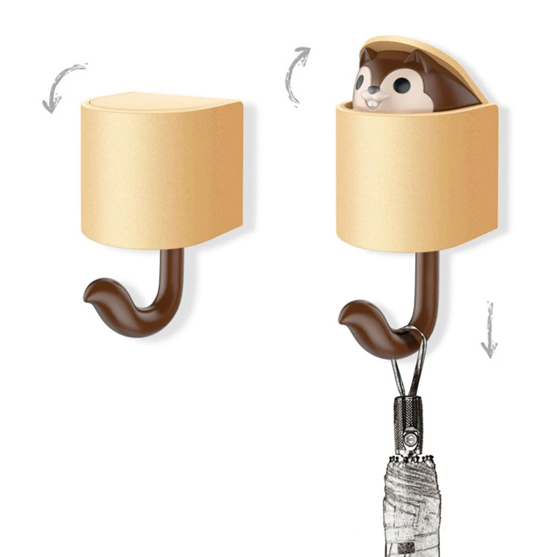 

2pcs Creative Key Hook Rail Key Holder Outstretch Squirrel Hooks Cartoon Wall Hook Bathroom Kitchen Clothes Coat Sundries Hanger