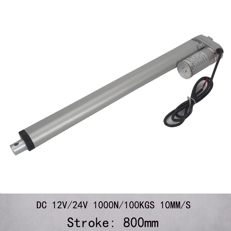 

12 volt linear actuators with 800mm stroke, 1000N/100kgs load waterproof dc electric linear actuator 24v
