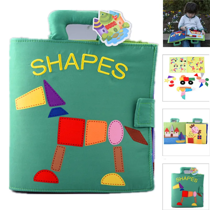

Wholesale Puzzle Shape Matching Baby Toy Development Books Fabric Learning Education Unfolding Activity Books Baby Kids Gifts P5