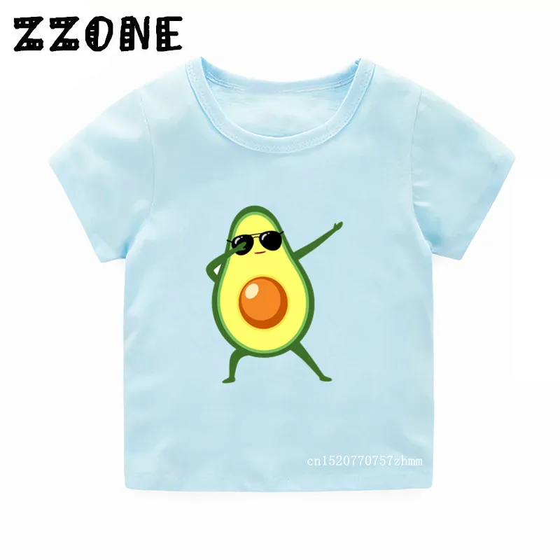 Детская футболка с принтом авокадо из мультфильма повседневные топы с короткими рукавами для мальчиков и девочек, детская забавная футболка 5108A