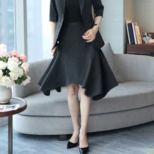 Модные повседневные женские юбки Необычные Черные Полосатые офисные женские Юбки До Колена женские