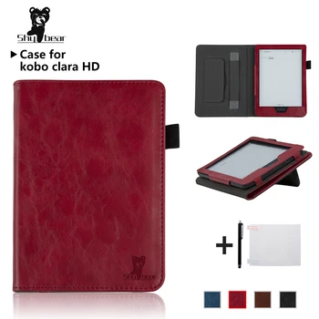 

Case for Kobo Clara HD 6 inch with Hand Holder eReader Ebook PU Leather Smart cover protective case + protector film + stylus