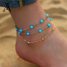 Богемский многослойный ножной браслет, цепочка на ногу, летние винтажные пляжные браслеты на ногу, браслет на ногу, вечерние, подарок, ювелирное изделие для ног для женщин