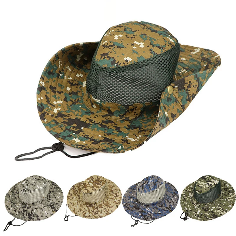 Fishing Camouflage Cap Camo Tactical Hat Sunshade Sea Beach Sun Hats  Outdoor Camping Tools Army Climbing Hiking Sport Panama (19)