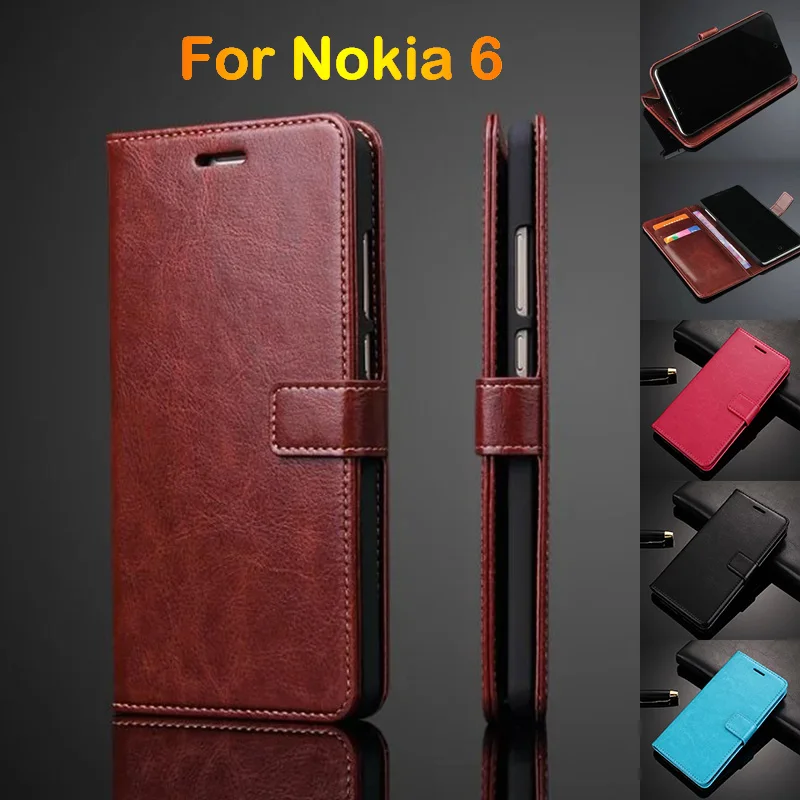 Phone Case For Nokia 6 Flip Cover Wallet Luxury Ultra Thin Card Holder Pouch Nokia6 5.5&quot Leather Holster | Мобильные телефоны и