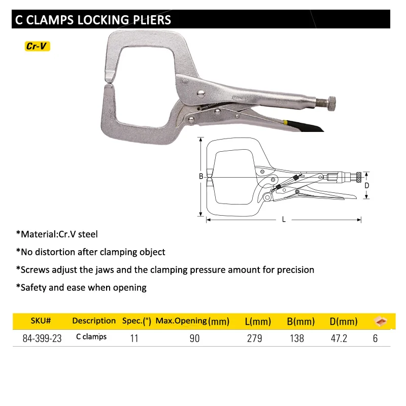 84-399-23 C clamps locking pliers size