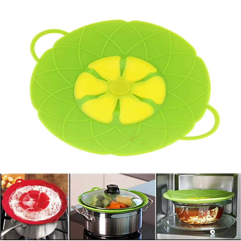 Кухонная утварь силиконовая крышка-непроливайка пробка для духовки безопасная для горшка/сковорода крышка Цветочные кухонные принадлежности крышка зеленого горшка KC1393