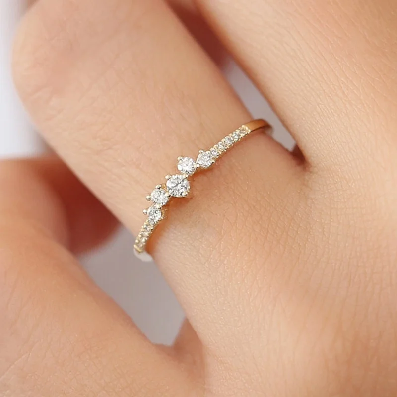 

New Micro Inlaid Zircon Ring Wedding Engagement Ring Ladies Jewelry