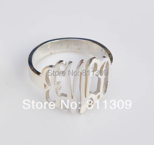 

925 Sterling Silver Customized Monogram Name Ring