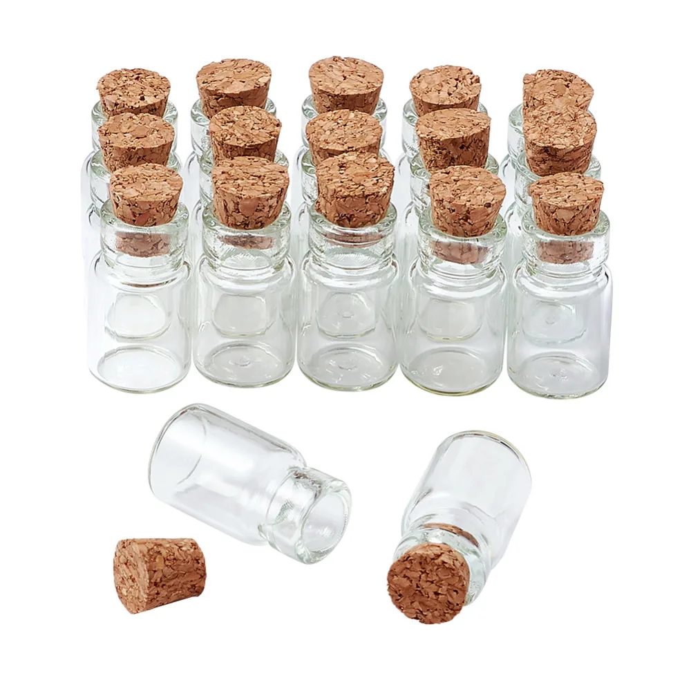 

20pcs 18x10mm Clear small glass bottles with corks stoppers mini Bead Containers Wishing Bottle Message Vials Jars Containers