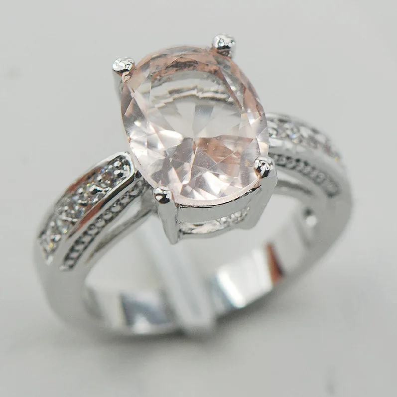 

Morganite Fashion Women 925 Sterling Silver Ring F850 Size 5 6 7 8 9
