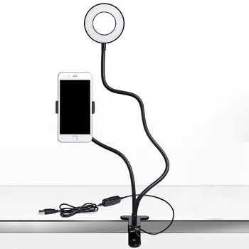 

Bracket Cell Phone Holder with Selfie Ring Light flash for Live Stream,Clamp for Mobile phone iphone 7/6/plus Samsung
