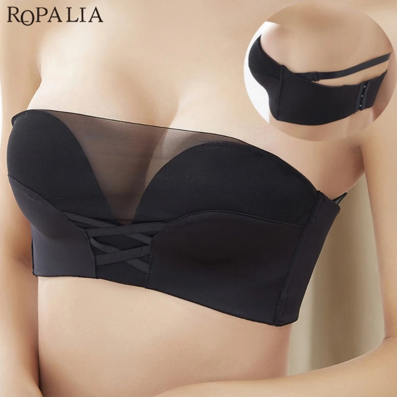 ROPALIA Invisible Bra Strapless Bralette 1/2 Cup Party Wedding Lady Magic Underwear Sexy Lingerie Female Seamless Temptation Bra