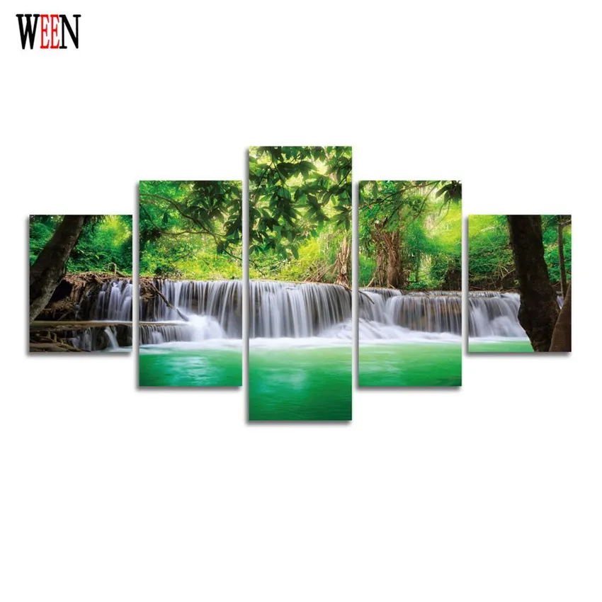 WEEN Framed HD Print Large Landscape Wall Pictures Art Directly Handed 5 Piece Poster For Living Room Cuadros Decoracion Gift WEEN Framed HD Print Large Landscape Wall Pictures Art Directly Handed 5 Piece Poster For Living Room Cuadros Decoracion Gift