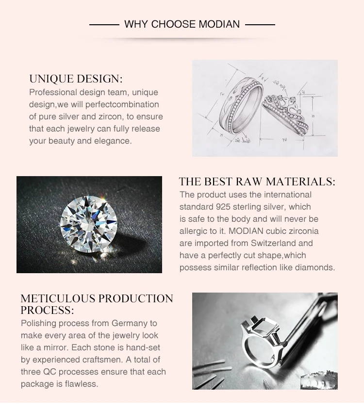 Modian Настоящее 925 пробы Серебряное штабелируемое кольцо прозрачное модное простое CZ свадебное для женщин настоящее классическое ювелирное изделие