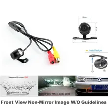 Auto Vehicle Automobile Car Front View Camera Forward Cam with No Grid Lines Non Mirror Image 12V Waterproof Safety Driving