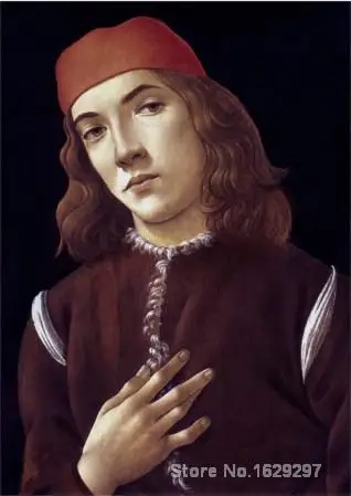

Modern painting on canvas PORTRAIT OF A YOUTH Sandro Botticelli High quality Hand painted