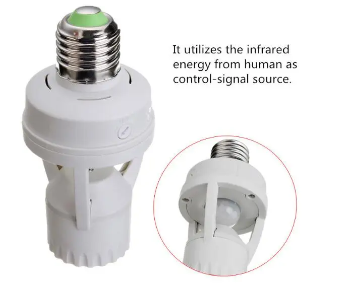 

2020 new AC 110V 220V Infrared PIR Motion Sensor LED E27 Lamp Bulb Holder Switch 2 IN 1 function