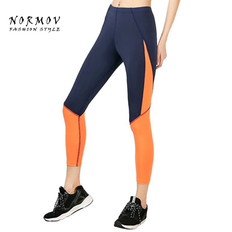 NORMOV S XL New Design Leggings Orange Colors Patchwork Legins Pants