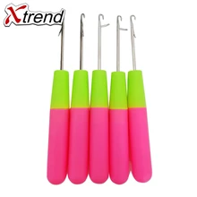 Лучшее продвижение 10 шт./Партия 15 см ручка парик делая инструменты, розовый и лимонный цвет пластиковый, парик крючок для вязания крючок для наращивания волос