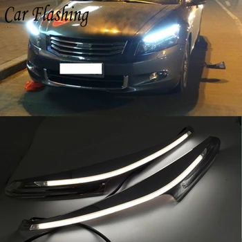 

1pair Car Headlight Eyebrow Decoration Yellow Turn Signal DRL LED Daytime Running Light For Honda Accord 2011 2012 2013 2014