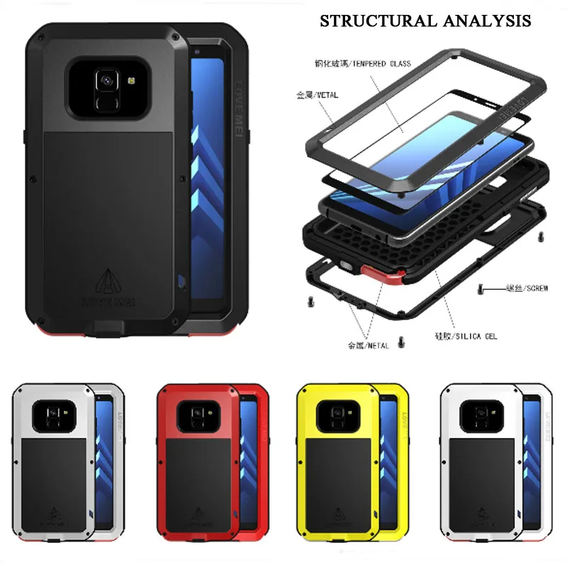 

GalaxyA8 Plus 2018 Waterproof Meta Case For Samsung Galaxy A8 Plus Case Love Mei Heavy Duty Protection Phone Cover A 8 2018 Case