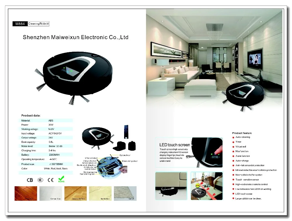 Eworld ABS Материал пылесос робот M884, автоматический бытовой прибор умный робот пылесос с CE, RoHS