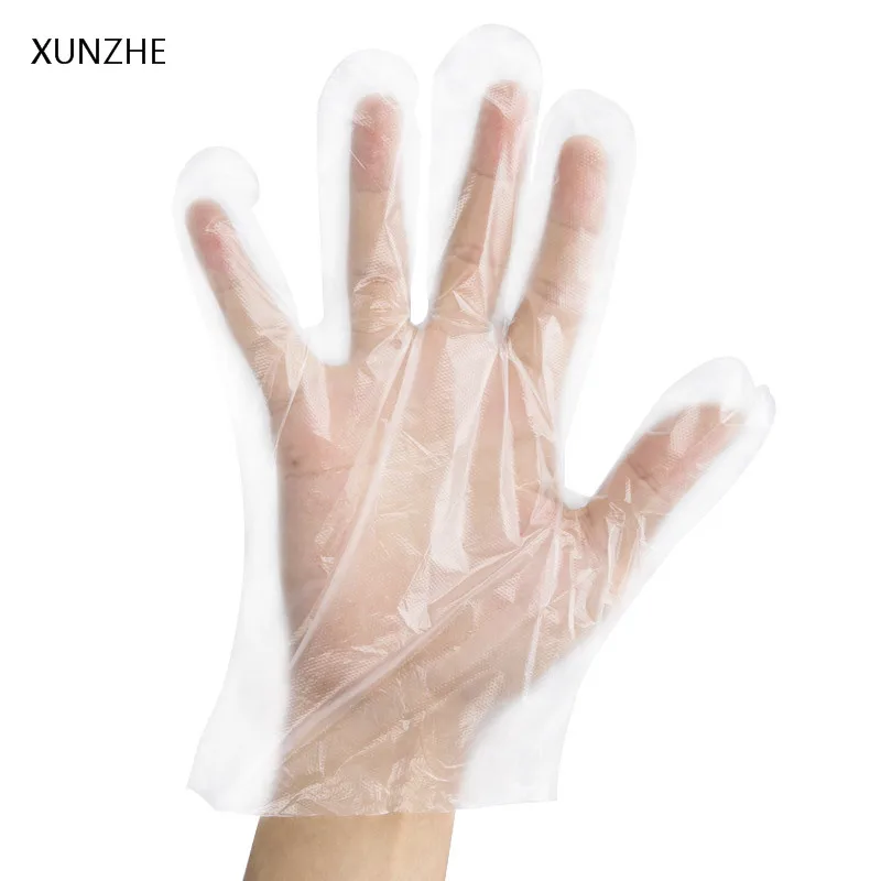 XUNZHE 100PC Eco Friendly Transparent Glove Food grade Disposable Hygiene Gloves For Kitchen