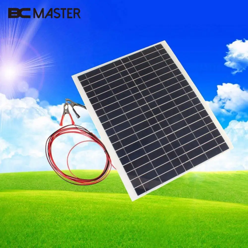 

BCMaster Practical Efficiency 12V 20W Sun Power Bank Solar Cells Soft Flexible Solar Panel With Cable Clip Charger Tool