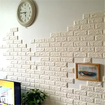 

60X60cm Stone Brick Pattern 3D White Textured PE Foam Wallpaper Self-adhesive 3D Brick Pattern PE Foam Wall Sticker
