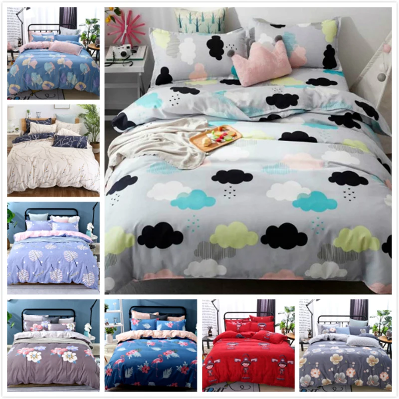

Colorful Cloud Pattern Duvet Cover Sheet Pillowcase 3/4 pcs Bedding Set Adult Kids Soft Bed Linens Single Double Queen King Size