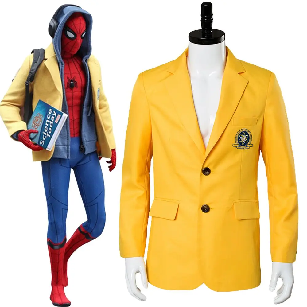 Spider-Man Homecoming Cosplay Peter Parker Yellow Jacket Halloween Costume ...