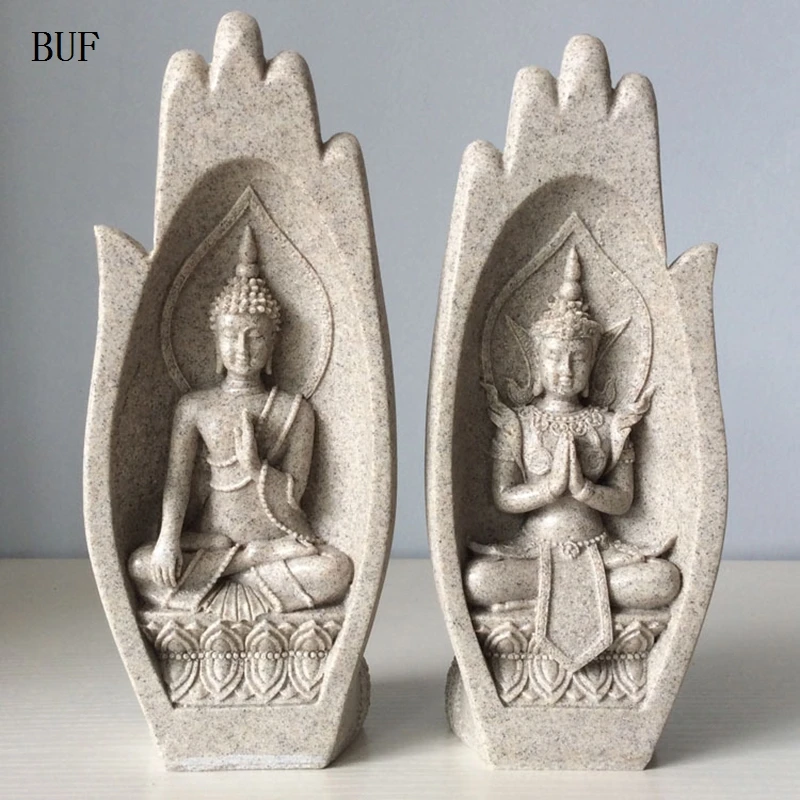 Download 2Pcs Small Buddha Statue Monk Figurine Tathagata India ...