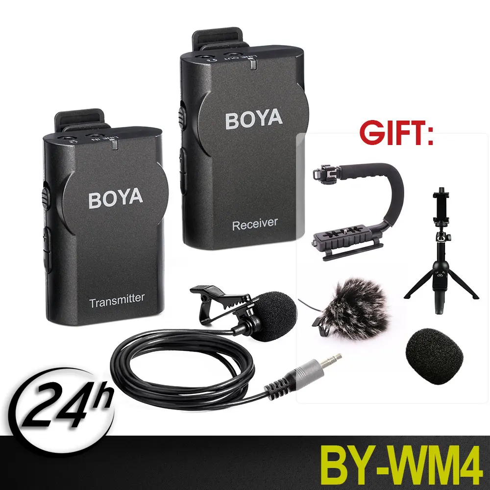 

Boya BY-WM4 Professional Wireless Microphone System Lavalier Lapel Mic for Canon Nikon Sony DSLR Camcorder Video Recording