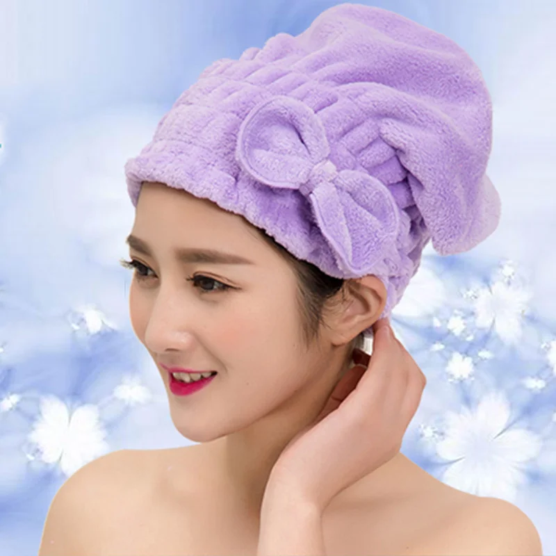 Kawaii Microfiber Hair drying Towel Bath Cap Coral Velvet Super