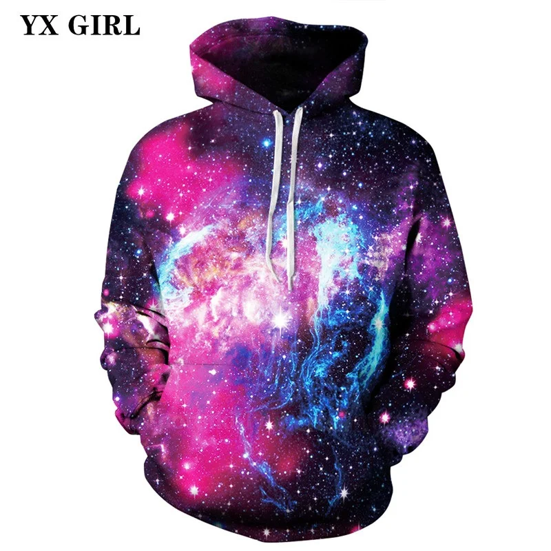 

2018 Autumn Casual Sweatshirts Hoodies Men/Women 3D Space Galaxy Hoodie Hooded Sweatshirt Thin Regular Clothing Streetwear